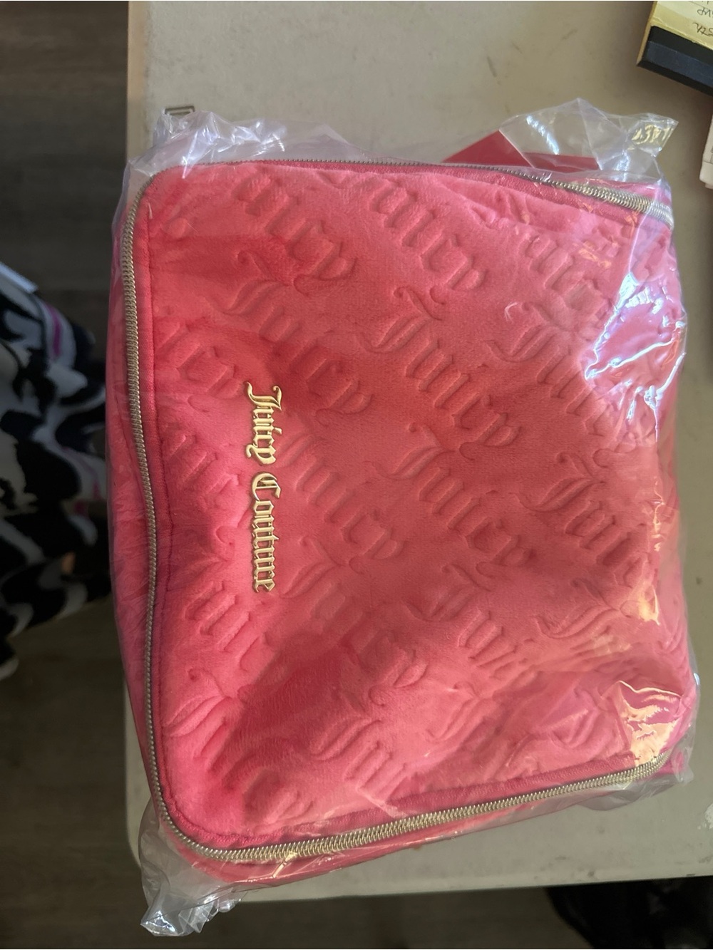 Juicy Couture Pink Velvet Cosmetic Bag with Gold Logo